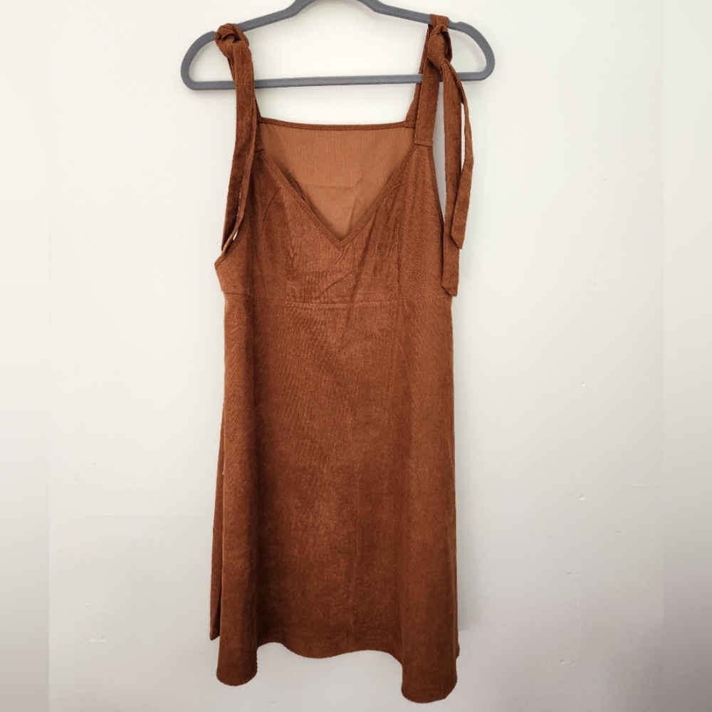 Corduroy Tie Shoulder Dress